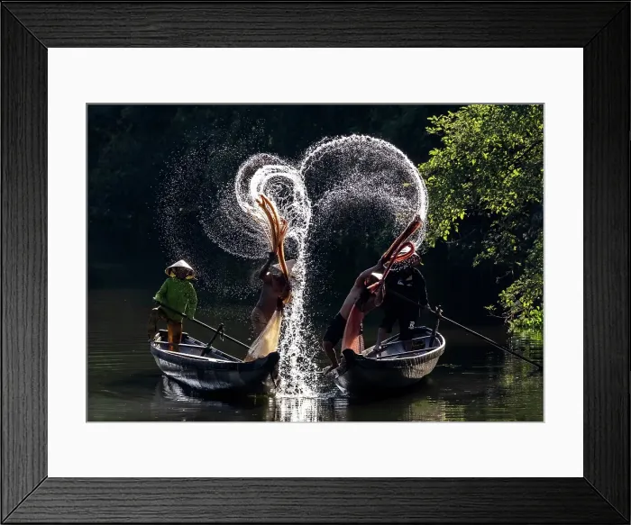 Framed Print : Spray of backlit water created as local fishermen clean their nets, Nhu Y River, Hue, Central Vietnam Framed Print : Spray of backlit water created as local fishermen clean their nets, Nhu Y River, Hue, Central Vietnam