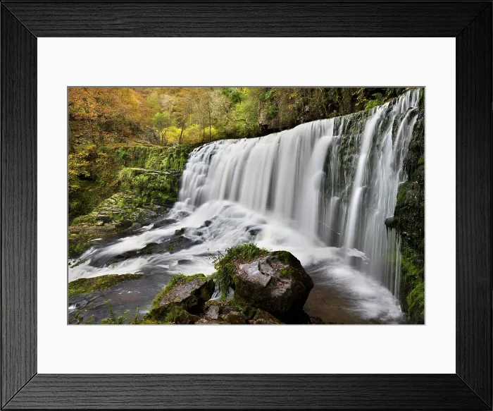 Framed Print : Sgwd Isaf Clun Gwyn waterfall on the Afon Mellte river near Ystradfellte, Brecon Beacons National Park, Wales, UK. Autumn (October) 2009 Framed Print : Sgwd Isaf Clun Gwyn waterfall on the Afon Mellte river near Ystradfellte, Brecon Beacons National Park, Wales, UK. Autumn (October) 2009