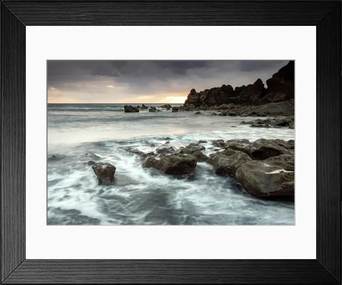 Framed Print : Sunset over the beach and coastline at El Golfo, Lanzarote, Canary Islands, Spain Framed Print : Sunset over the beach and coastline at El Golfo, Lanzarote, Canary Islands, Spain