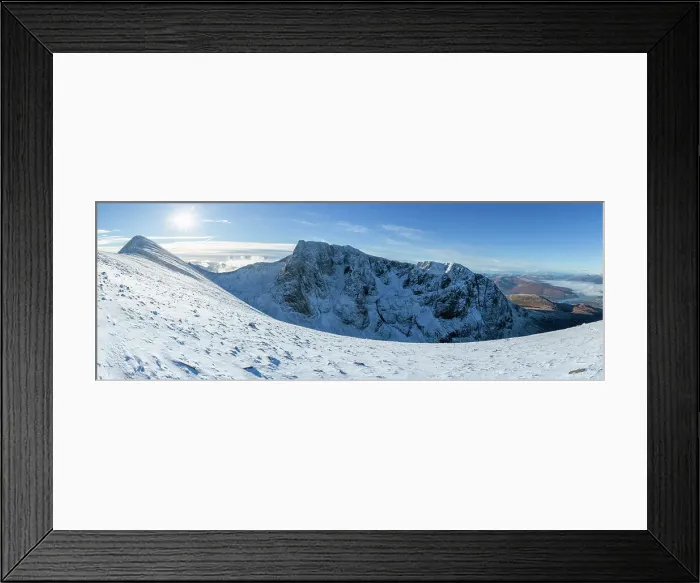 Framed Print : The Carn Mor Dearg Arete leading to the North face of Ben Nevis, highest mountain in the British Isles, Highlands region, Scotland, United Kingdom
