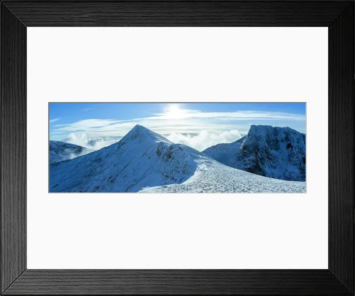 Framed Print : The Carn Mor Dearg Arete leading to the North face of Ben Nevis, highest mountain in the British Isles, Highlands region, Scotland, United Kingdom