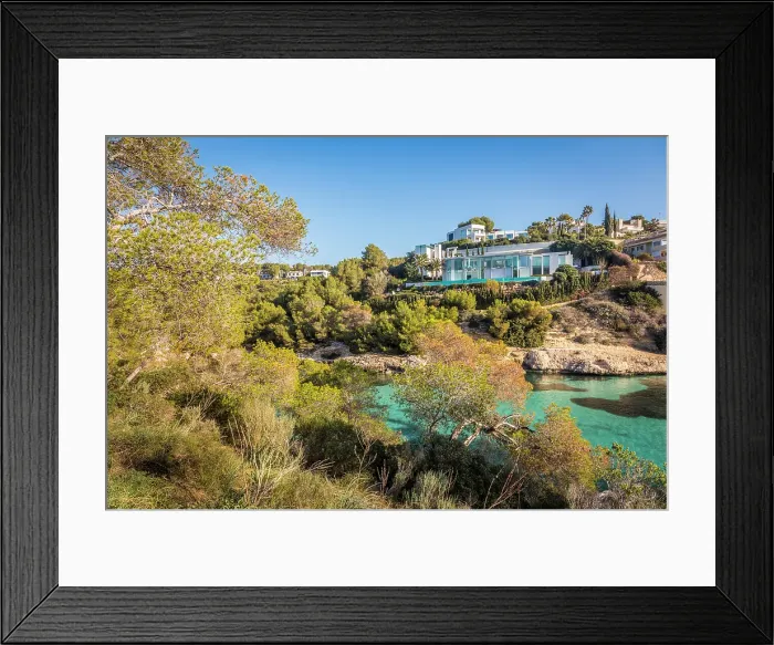 Framed Print : View from Cala del Mago to the modern villas of Portals Vells, Mallorca, Balearic Islands, Spain Framed Print : View from Cala del Mago to the modern villas of Portals Vells, Mallorca, Balearic Islands, Spain