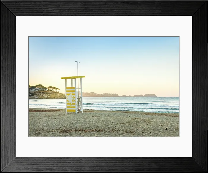 Framed Print : Morning sunrise at the beach of Cala Fornells, Mallorca, Balearic Islands, Spain
