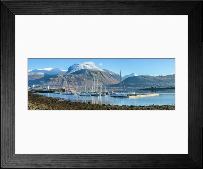 Framed Print : Corpach lighthouse and marina on the shores of Loch Eli with snow capped Ben Nevis and Fort William, Highland region, Scotland, United Kingdom Framed Print : Corpach lighthouse and marina on the shores of Loch Eli with snow capped Ben Nevis and Fort William, Highland region, Scotland, United Kingdom