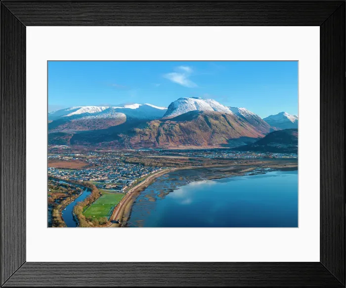 Framed Print : Loch Eli with snow capped Ben Nevis and Fort William, Highland region, Scotland, United Kingdom Framed Print : Loch Eli with snow capped Ben Nevis and Fort William, Highland region, Scotland, United Kingdom