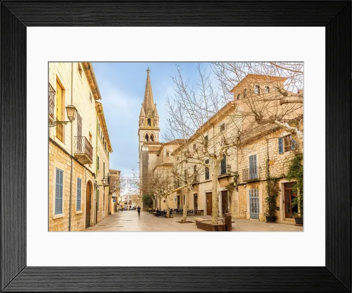 Framed Print : Winter atmosphere in the old town with view of the church of Binissalem, Mallorca, Balearic Islands, Spain Framed Print : Winter atmosphere in the old town with view of the church of Binissalem, Mallorca, Balearic Islands, Spain