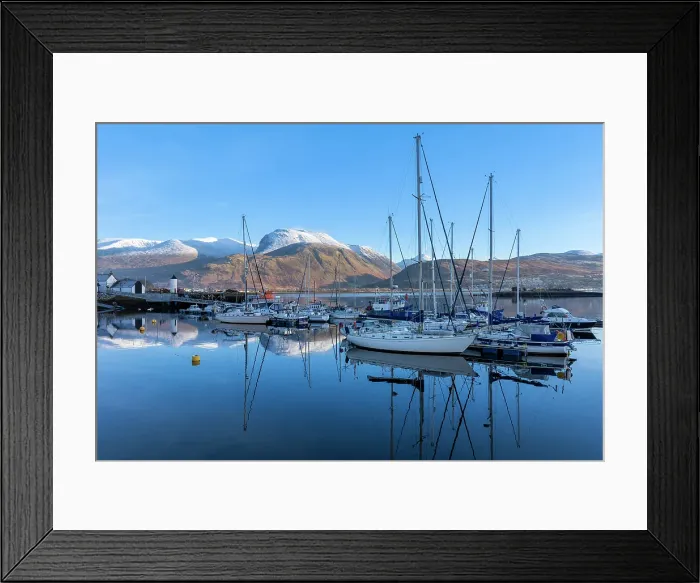 Framed Print : Corpach lighthouse and marina on the shores of Loch Eli with snow capped Ben Nevis and Fort William, Highland region, Scotland, United Kingdom Framed Print : Corpach lighthouse and marina on the shores of Loch Eli with snow capped Ben Nevis and Fort William, Highland region, Scotland, United Kingdom