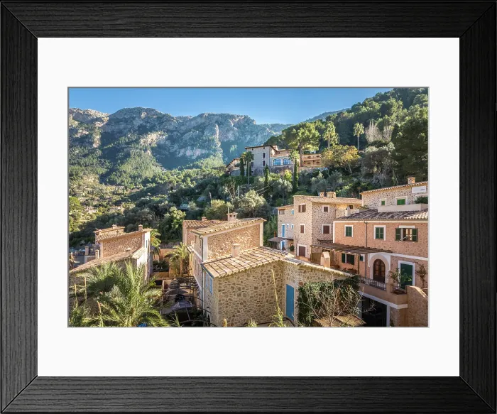 Framed Print : View of the mountain village of Deia, Serra de Tramuntana, Mallorca, Balearic Islands, Spain Framed Print : View of the mountain village of Deia, Serra de Tramuntana, Mallorca, Balearic Islands, Spain