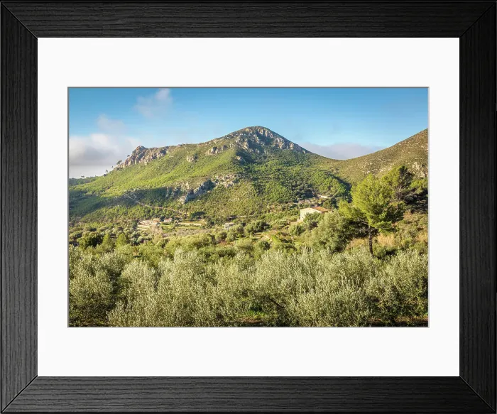 Framed Print : View from the Coll de Sa Gramola into the Serra de Tramuntana mountains, Mallorca, Balearic Islands, Spain Framed Print : View from the Coll de Sa Gramola into the Serra de Tramuntana mountains, Mallorca, Balearic Islands, Spain