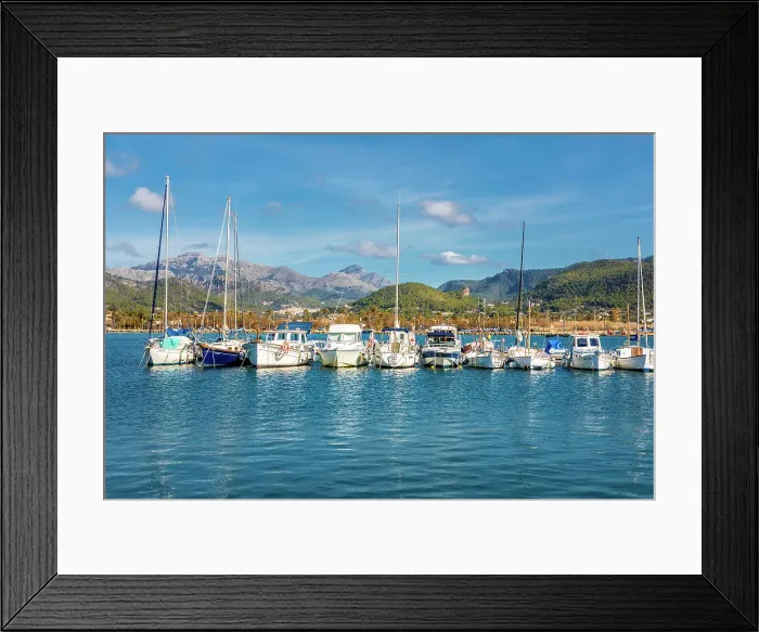 Framed Print : Boats from Port d`Andratx, in the background the Serra de Tramuntana, Mallorca, Balearic Islands, Spain Framed Print : Boats from Port d`Andratx, in the background the Serra de Tramuntana, Mallorca, Balearic Islands, Spain