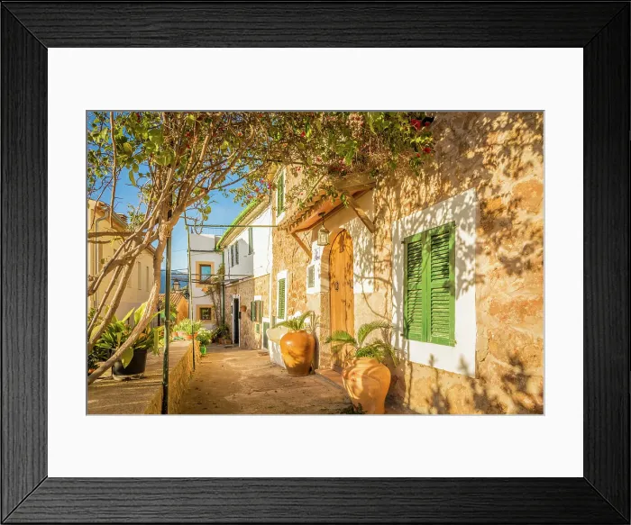 Framed Print : Beautiful houses in the old town of Bunyola, Mallorca, Balearic Islands, Spain Framed Print : Beautiful houses in the old town of Bunyola, Mallorca, Balearic Islands, Spain
