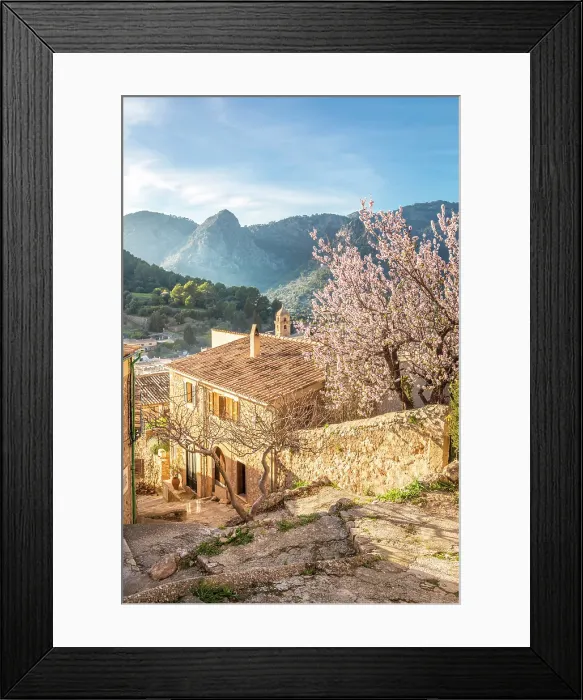 Framed Print : View over the old town of Bunyola to the Serra de Tramuntana mountains, Mallorca, Balearic Islands, Spain Framed Print : View over the old town of Bunyola to the Serra de Tramuntana mountains, Mallorca, Balearic Islands, Spain