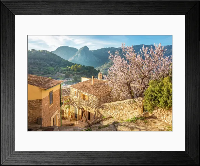 Framed Print : View over the old town of Bunyola to the Serra de Tramuntana mountains, Mallorca, Balearic Islands, Spain Framed Print : View over the old town of Bunyola to the Serra de Tramuntana mountains, Mallorca, Balearic Islands, Spain