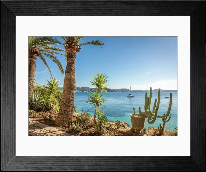Framed Print : Waterfront promenade at Calo de ses Llisses, Cala Fornells, Mallorca, Balearic Islands, Spain