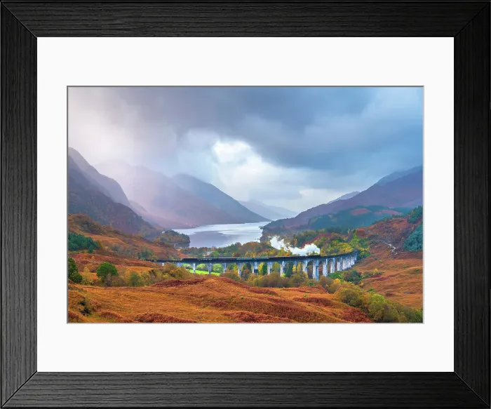 Framed Print : UK, Scotland, Highland, Loch Shiel, Glenfinnan, Glenfinnan Railway Viaduct, part of the West Highland Line, made famous in JK Rowling's Harry Potter as the Hogwarts Express Framed Print : UK, Scotland, Highland, Loch Shiel, Glenfinnan, Glenfinnan Railway Viaduct, part of the West Highland Line, made famous in JK Rowling's Harry Potter as the Hogwarts Express
