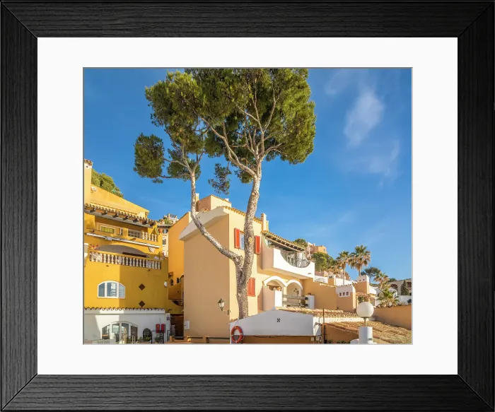 Framed Print : View of the nested houses of Cala Fornells, Mallorca, Balearic Islands, Spain Framed Print : View of the nested houses of Cala Fornells, Mallorca, Balearic Islands, Spain