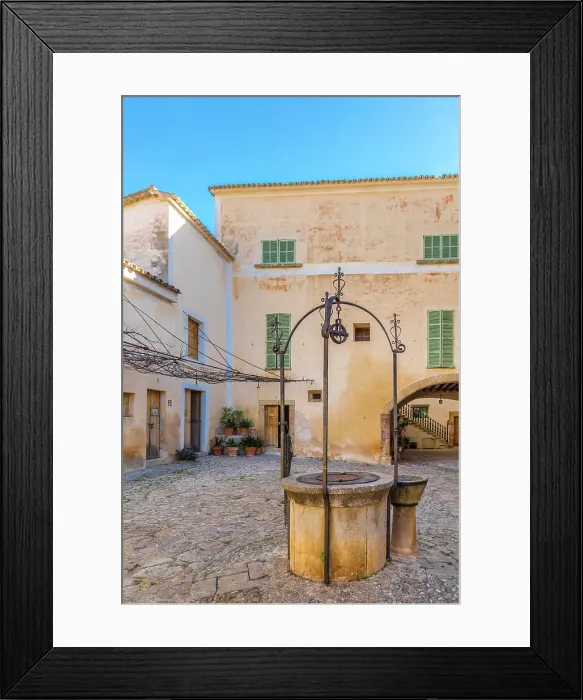 Framed Print : Old draw well in the courtyard of Finca Publica Galatzo, Mallorca, Balearic Islands, Spain Framed Print : Old draw well in the courtyard of Finca Publica Galatzo, Mallorca, Balearic Islands, Spain
