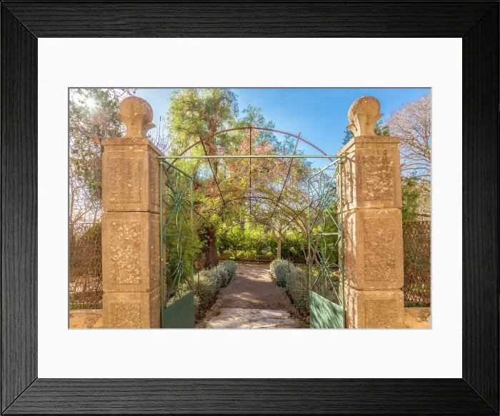 Framed Print : Entrance to the garden of Finca Publica Galatzo, Mallorca, Balearic Islands, Spain