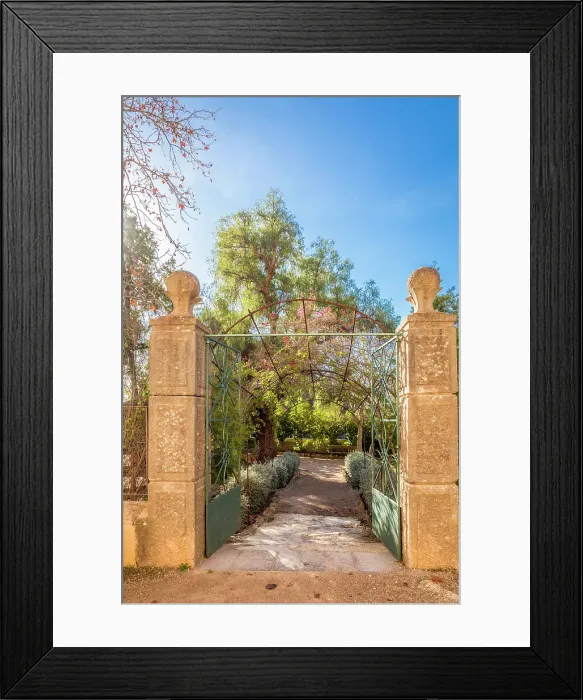 Framed Print : Entrance to the garden of Finca Publica Galatzo, Mallorca, Balearic Islands, Spain Framed Print : Entrance to the garden of Finca Publica Galatzo, Mallorca, Balearic Islands, Spain
