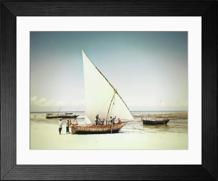 Framed Print : Local fishermen preparing their dhow for a fishing trip out at sea, Mkokotini, Zanzibar, Tanzania Framed Print : Local fishermen preparing their dhow for a fishing trip out at sea, Mkokotini, Zanzibar, Tanzania