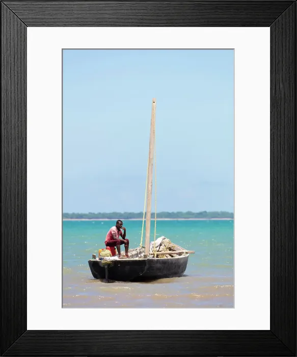 Framed Print : Fisherman on his old wooden boat, Nungwi, Zanzibar, Tanzania Framed Print : Fisherman on his old wooden boat, Nungwi, Zanzibar, Tanzania