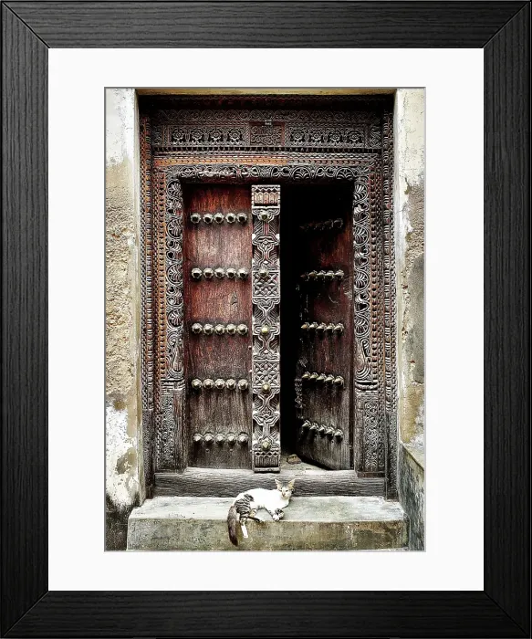 Framed Print : Old heavy carved wooden door, Stonetown, Zanzibar, Tanzania Framed Print : Old heavy carved wooden door, Stonetown, Zanzibar, Tanzania
