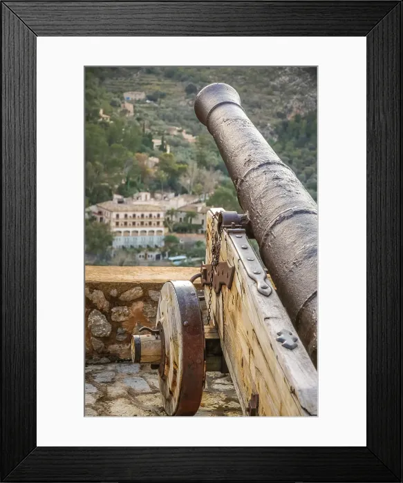 Framed Print : Historic cannon in the mountain village of Deia in the Serra de Tramuntana, Mallorca, Balearic Islands, Spain Framed Print : Historic cannon in the mountain village of Deia in the Serra de Tramuntana, Mallorca, Balearic Islands, Spain