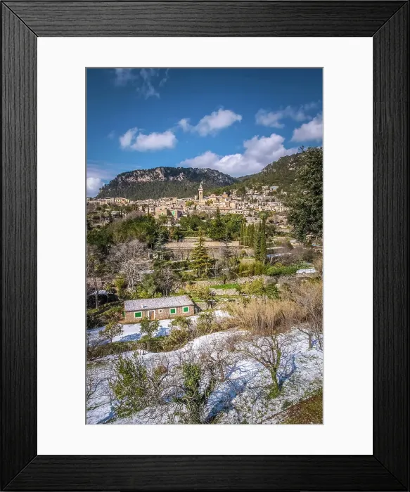 Framed Print : Valldemossa in the Serra de Tramuntana with snow, Mallorca, Balearic Islands, Spain Framed Print : Valldemossa in the Serra de Tramuntana with snow, Mallorca, Balearic Islands, Spain