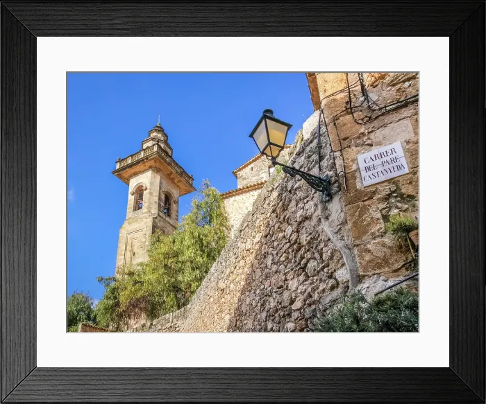 Framed Print : Church tower of Sant Bartomeu Church in the old town of Valldemossa, Mallorca, Balearic Islands, Spain Framed Print : Church tower of Sant Bartomeu Church in the old town of Valldemossa, Mallorca, Balearic Islands, Spain