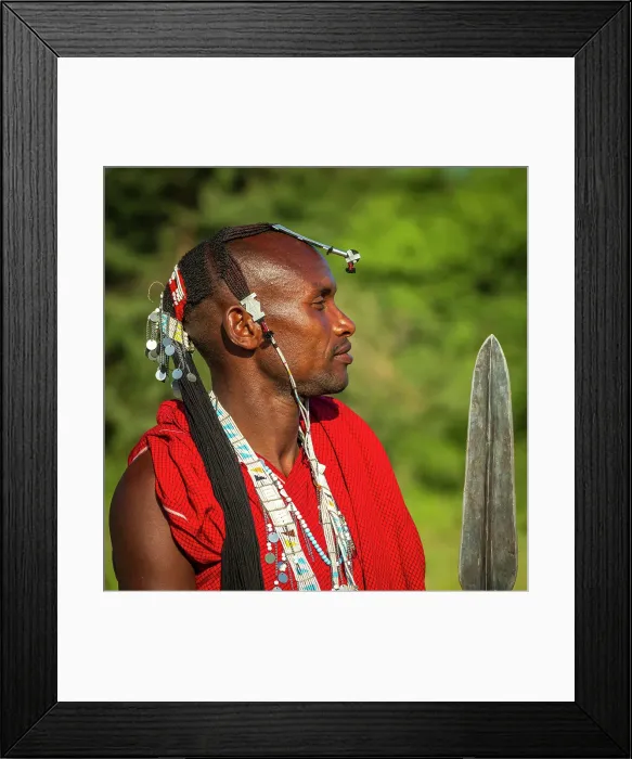 Framed Print : africa, Tanzania, Manyara Region. A young Maasai Warrior posing with his spear Framed Print : africa, Tanzania, Manyara Region. A young Maasai Warrior posing with his spear