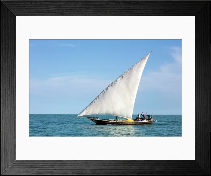 Framed Print : Traditional dhows used for fishing, off the coast of Nungwi, Zanzibar, Tanzania