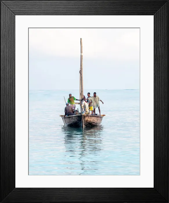 Framed Print : Local fishermen on a traditional dhow, Nungwi, Zanzibar, Tanzania Framed Print : Local fishermen on a traditional dhow, Nungwi, Zanzibar, Tanzania