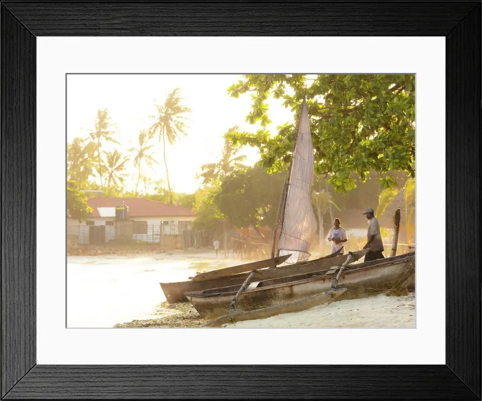 Framed Print : Two local men and dhows on the beach, Nungwi, Zanzibar, Tanzania Framed Print : Two local men and dhows on the beach, Nungwi, Zanzibar, Tanzania