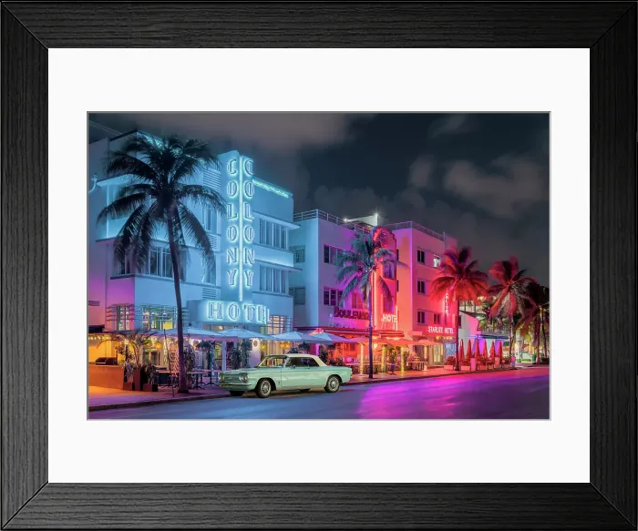 Framed Print : Ocean Drive Art Deco District, illuminated with iconic Neon Colors South Beach, Miami Beach, Florida, USA Framed Print : Ocean Drive Art Deco District, illuminated with iconic Neon Colors South Beach, Miami Beach, Florida, USA