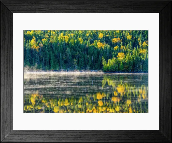 Framed Print : Morning mist on Fenton-Treeby Lake, Lake Superior Provincial Park, Ontario, Canada