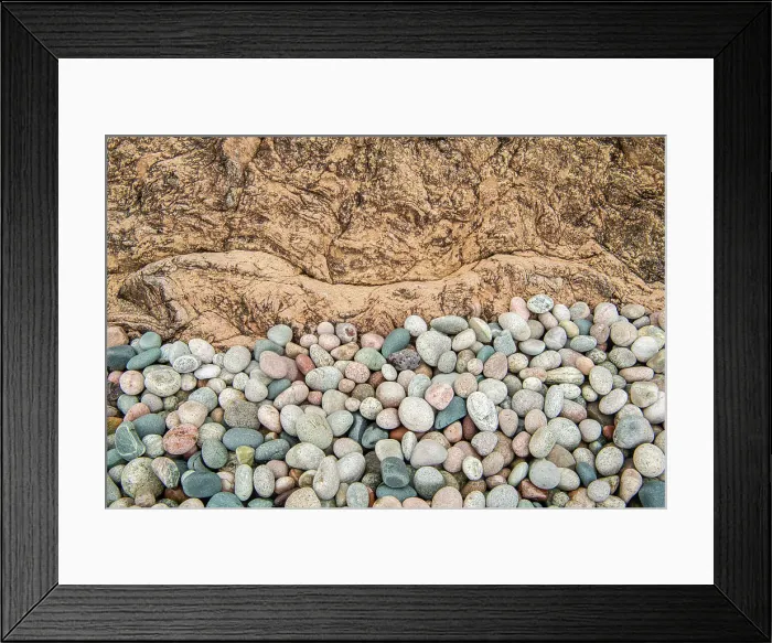 Framed Print : Stone beach pebbles and rock outcrops, Batchawana Bay, Ontario, Canada Framed Print : Stone beach pebbles and rock outcrops, Batchawana Bay, Ontario, Canada