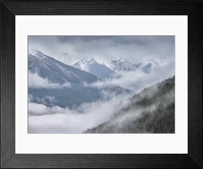 Framed Print : Mist shrouds the Bow Valley from the Mount Norquay Lookout in the Canadian Rockies, Banff National Park, Alberta, Canada. Autumn (October) 2024 Framed Print : Mist shrouds the Bow Valley from the Mount Norquay Lookout in the Canadian Rockies, Banff National Park, Alberta, Canada. Autumn (October) 2024