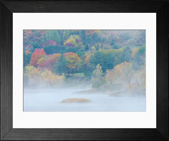 Framed Print : Fog in autumn along the St, John River Mactaquac, New Brunswick, Canada Framed Print : Fog in autumn along the St, John River Mactaquac, New Brunswick, Canada