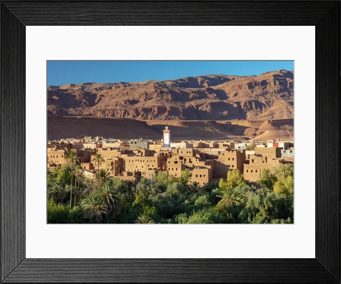 Framed Print : View over palmerie to old town of Tinghir, Morocco