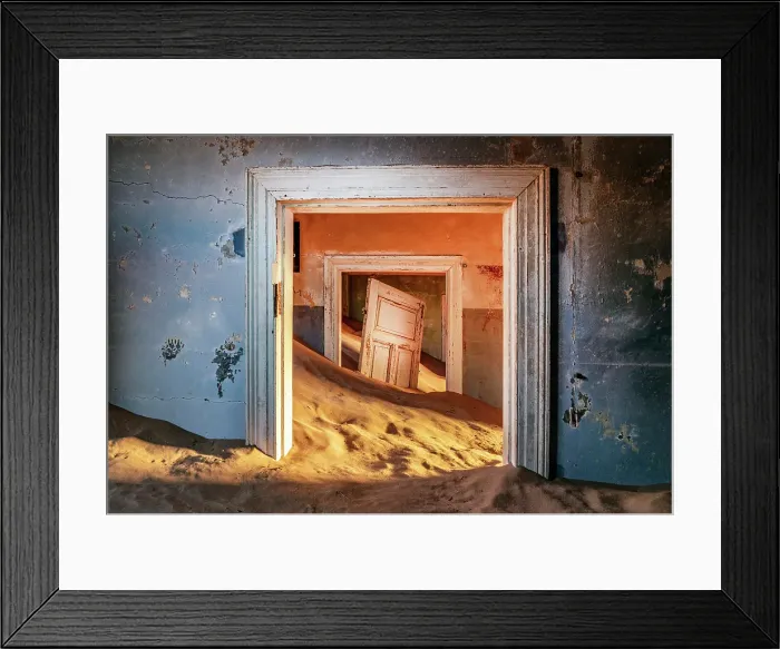 Framed Print : Rooms full of sand in abandoned diamond mining town of Kolmanskop, Luderitz, Namib Desert, Namibia Framed Print : Rooms full of sand in abandoned diamond mining town of Kolmanskop, Luderitz, Namib Desert, Namibia