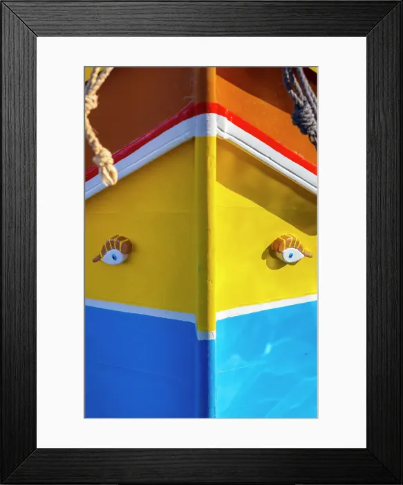 Framed Print : A Colourful Luzzu with the Eye of Osiris in Marsaxlokk Harbour, Marsaxlokk, Malta, Southern Europe