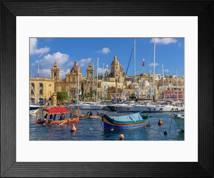 Framed Print : Church of St. Lawrence and Harbour, Birgu, Malta, Southern Europe