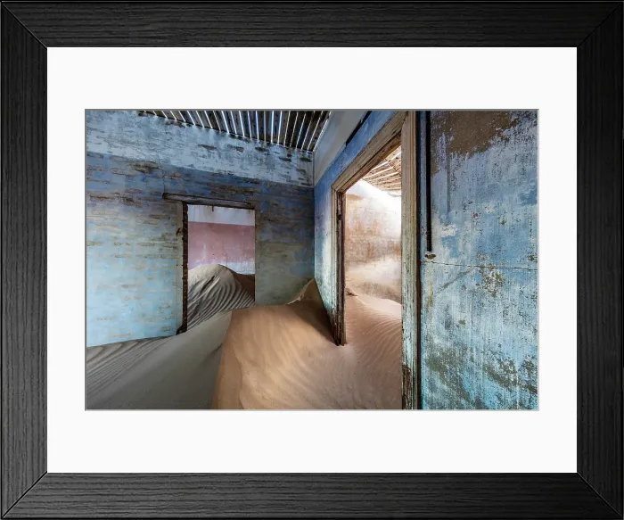 Framed Print : Rooms full of sand in abandoned diamond mining town of Kolmanskop, Luderitz, Namib Desert, Namibia Framed Print : Rooms full of sand in abandoned diamond mining town of Kolmanskop, Luderitz, Namib Desert, Namibia