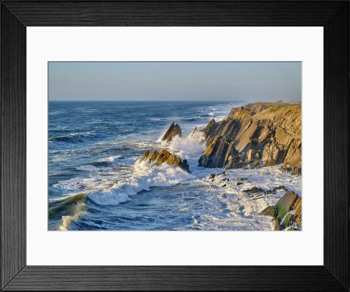 Framed Print : The rocky coast of Sao Pedro de Moel on a windy day. Marinha Grande, Leiria. Portugal Framed Print : The rocky coast of Sao Pedro de Moel on a windy day. Marinha Grande, Leiria. Portugal