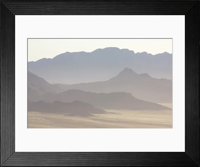 Framed Print : Mountains in heat haze, Namib Naukluft Park, Namib Desert, Namibia Framed Print : Mountains in heat haze, Namib Naukluft Park, Namib Desert, Namibia