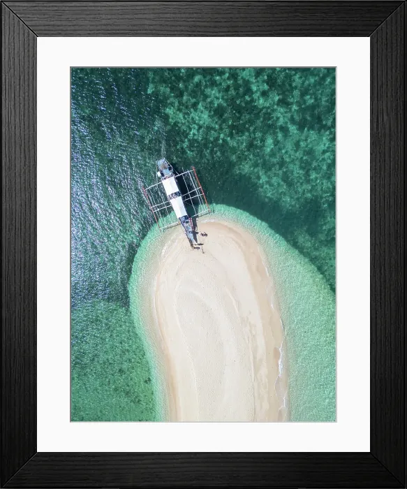 Framed Print : Banka boat on a Sandbar near the Gigantes Islands, Iloilo Province, Western Visayas, Philippines