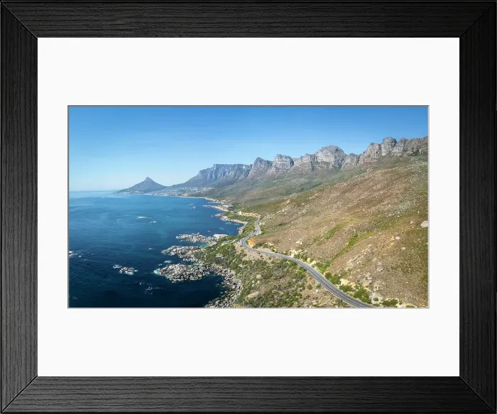 Framed Print : M6 coastal road south of Camps Bay & The Twelve Apostles, Cape Town, Western Cape, South Africa