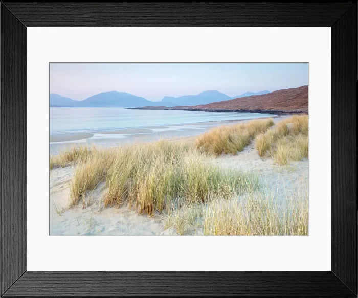 Framed Print : South Harris hills from Traigh Rosamol, Luskentyre, Isle of Harris, Outer Hebrides, Scotland