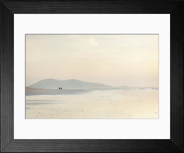 Framed Print : People wallking on Traigh Rosamol at sunset, Luskentyre, Isle of Harris, Outer Hebrides, Scotland Framed Print : People wallking on Traigh Rosamol at sunset, Luskentyre, Isle of Harris, Outer Hebrides, Scotland