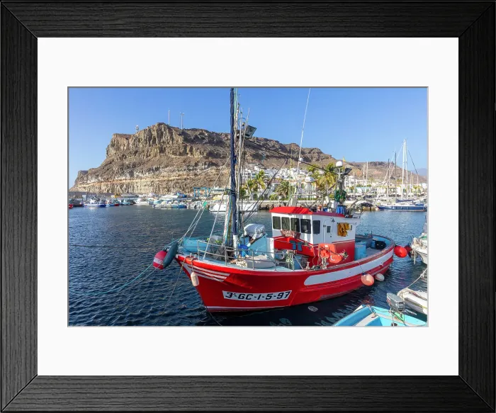 Framed Print : A red fishing boat at Puerto de Mogan, Gran Canaria, Canary Islands, Spain Framed Print : A red fishing boat at Puerto de Mogan, Gran Canaria, Canary Islands, Spain
